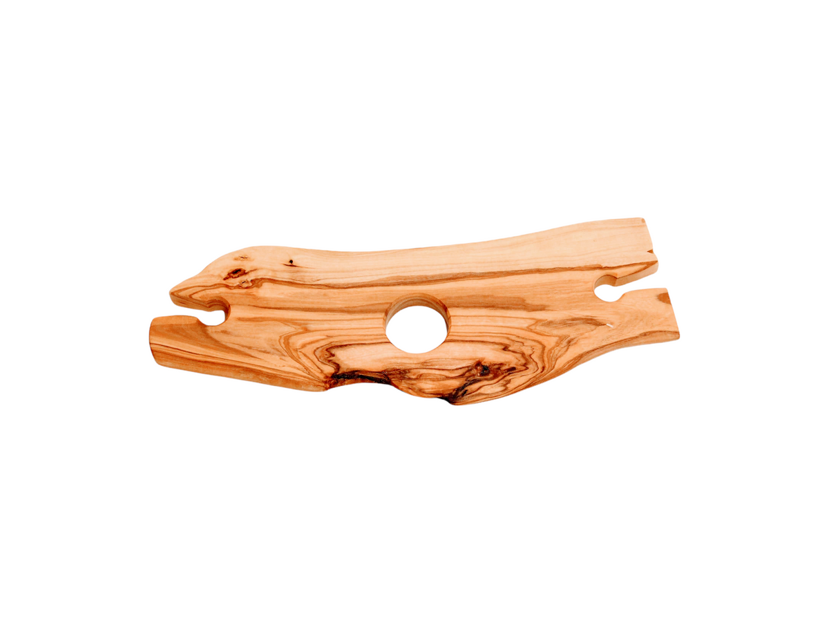 Olive wood wine glass holder